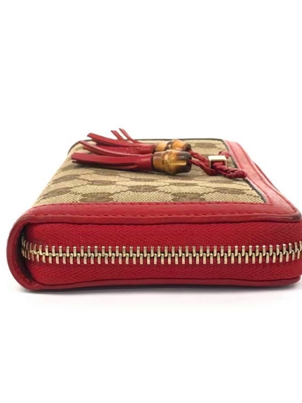 Gucci GG Canvas Continental Wallet in beige with bamboo tassels - Picture 3 of 4